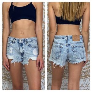 Levis Low Rise Destroyed Ripped Cut Off Shorts 6